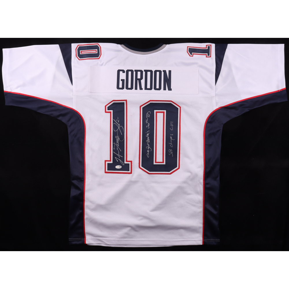 Josh Gordon Signed Jersey Inscribed "Flash", "Caught Brady's 500th TD!" & "SB Champs LIII" (JSA) at PristineAuction.com