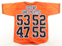 2022 World Series Champions "No Hitter" Jersey Signed by (4) with Bryan Abreu, Ryan Pressly, Rafael Montero & Cristian Javier (Beckett) at PristineAuction.com