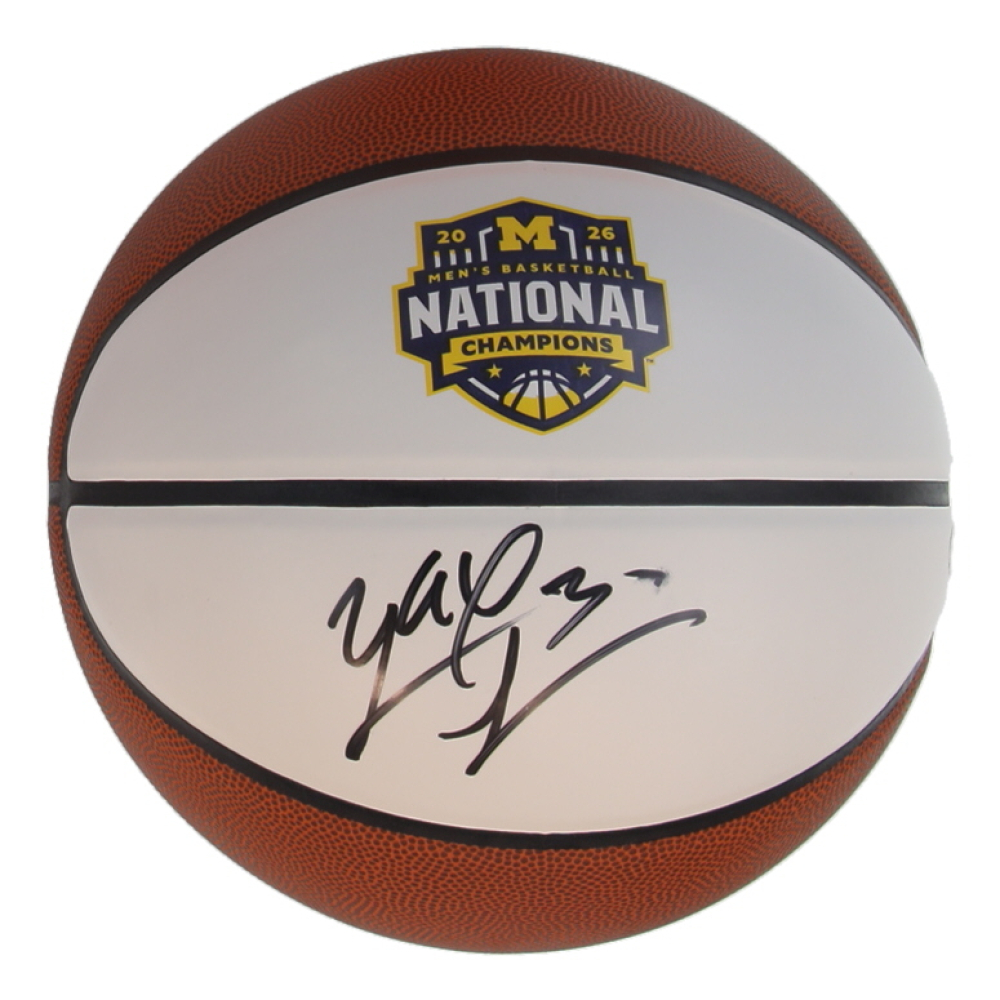 Yaxel Lendeborg Signed 2026 Michigan Wolverines National Champions Logo Basketball (JSA) at PristineAuction.com