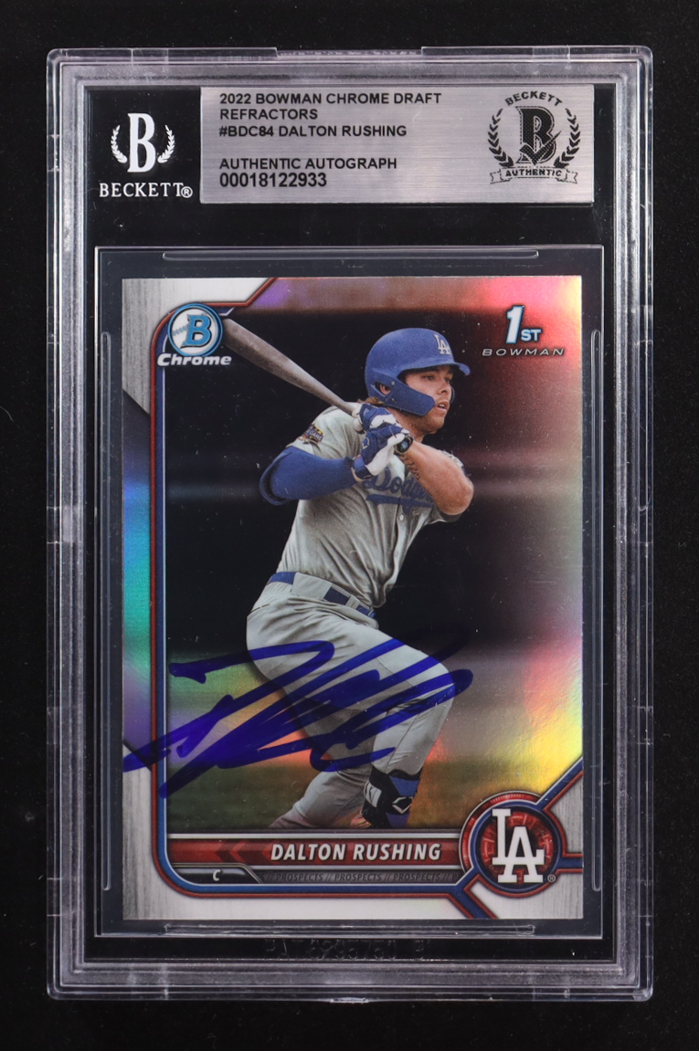 Dalton Rushing Signed 2022 Bowman Chrome Draft Refractors #BDC84 RC (BGS) at PristineAuction.com Dalton Rushing Signed 2022 Bowman Chrome Draft Refractors #BDC84 RC (BGS) at PristineAuction.com
