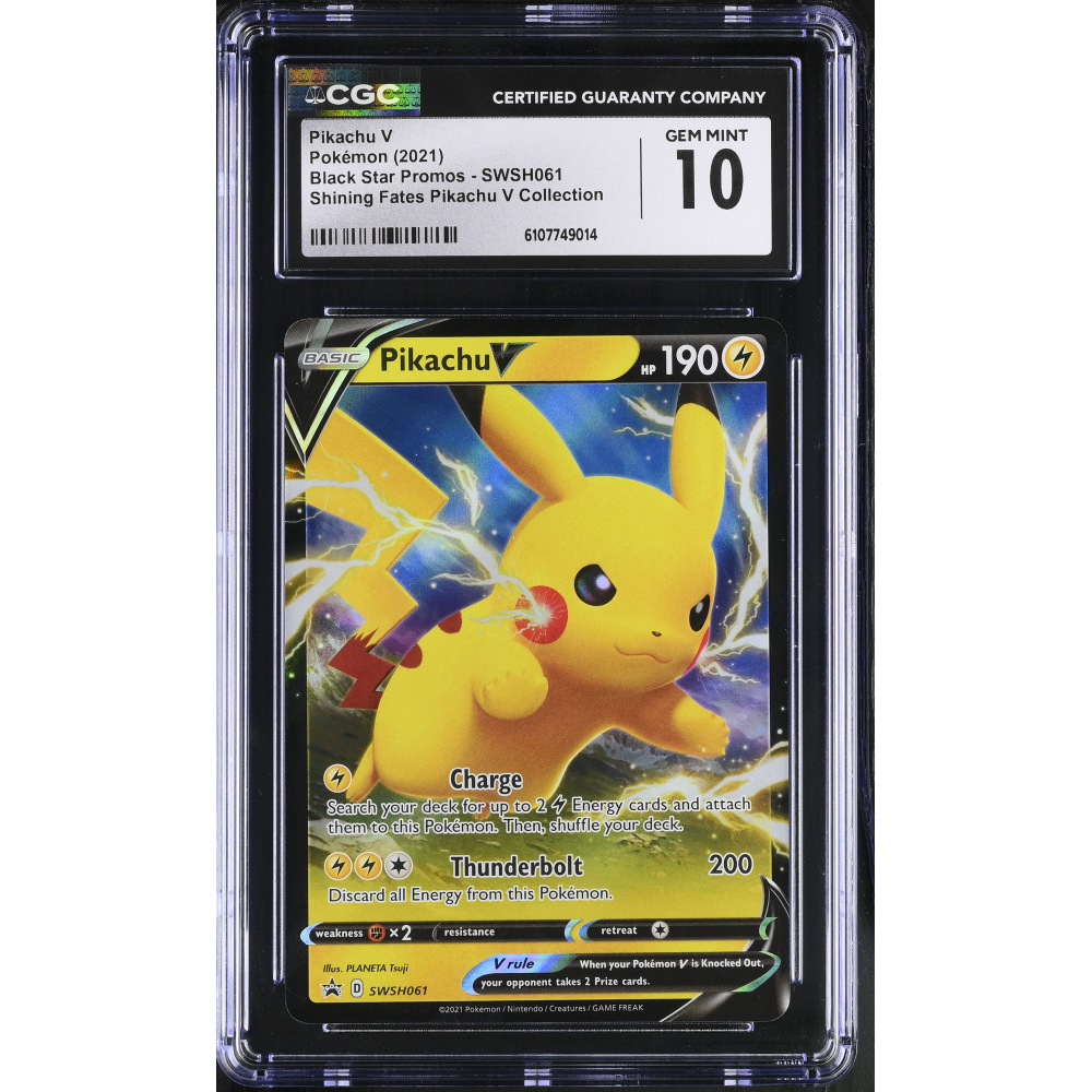 Pikachu V 2021 Pokemon Black Star Promos Shining Fates Pikachu V Collection #SWSH061 (CGC 10) at PristineAuction.com