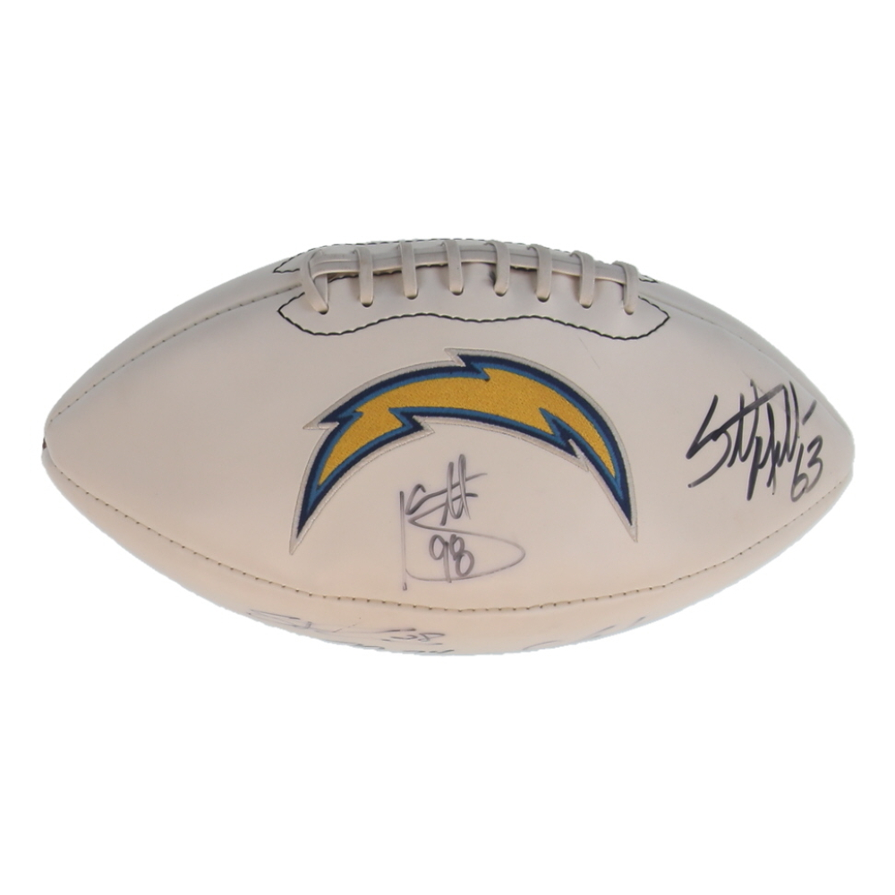 San Diego Chargers Alumni Logo Football signed by (5) With Luis Castillo, Jacques Cesaire, Ian Scott, Scott Mruczkowski (JSA) at PristineAuction.com