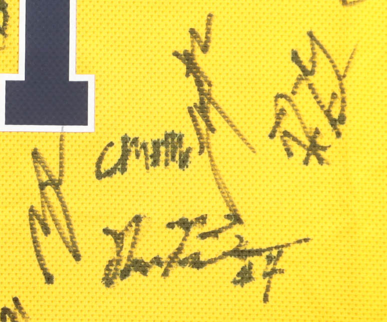 2026 Michigan Wolverines Team-Signed Jordan Authentic Jersey by (16) With Head Coach Dusty May, Yaxel Lendeborg, Morez Johnson Jr. (JSA) at PristineAuction.com 2026 Michigan Wolverines Team-Signed Jordan Authentic Jersey by (16) With Head Coach Dusty May, Yaxel Lendeborg, Morez Johnson Jr. (JSA) at PristineAuction.com