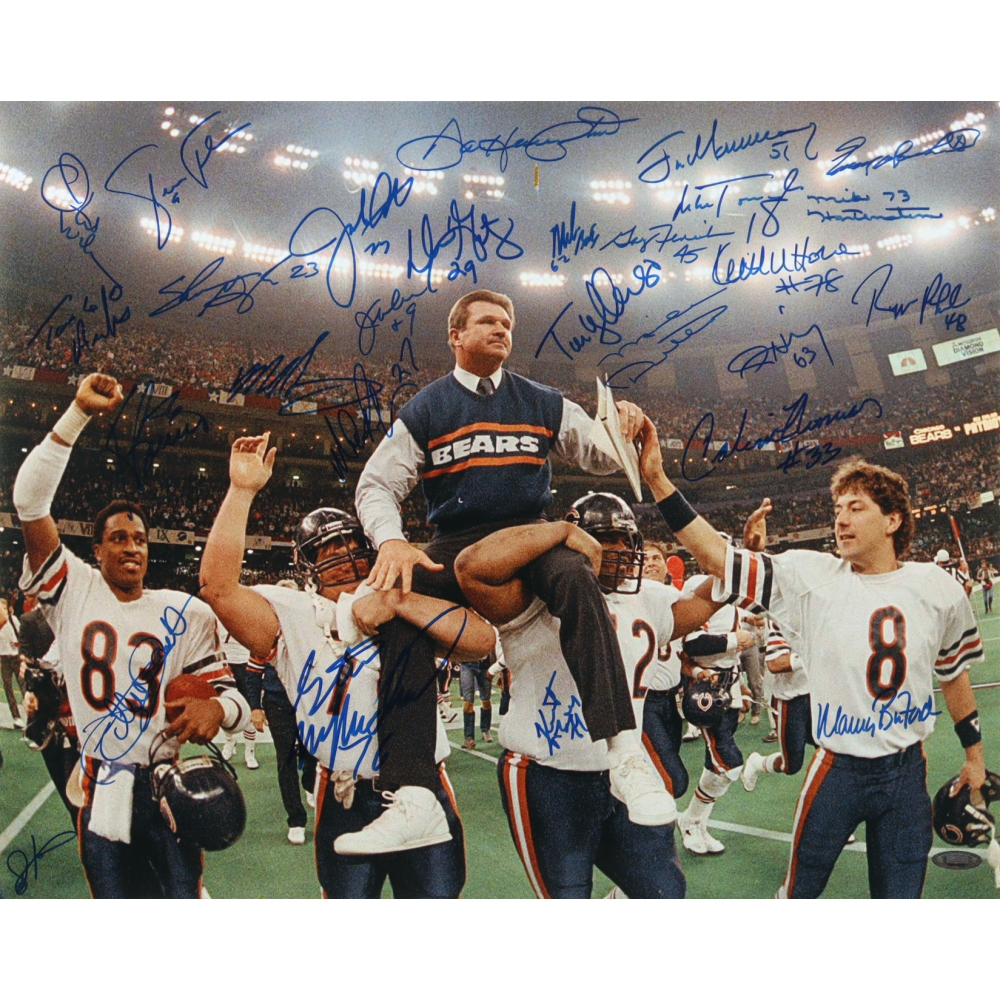 Bears "Super Bowl XX" 16x20 Photo Team-Signed By (28) with Mike Ditka, Mike Singletary, Dan Hampton, Jim Covert (TriStar) at PristineAuction.com