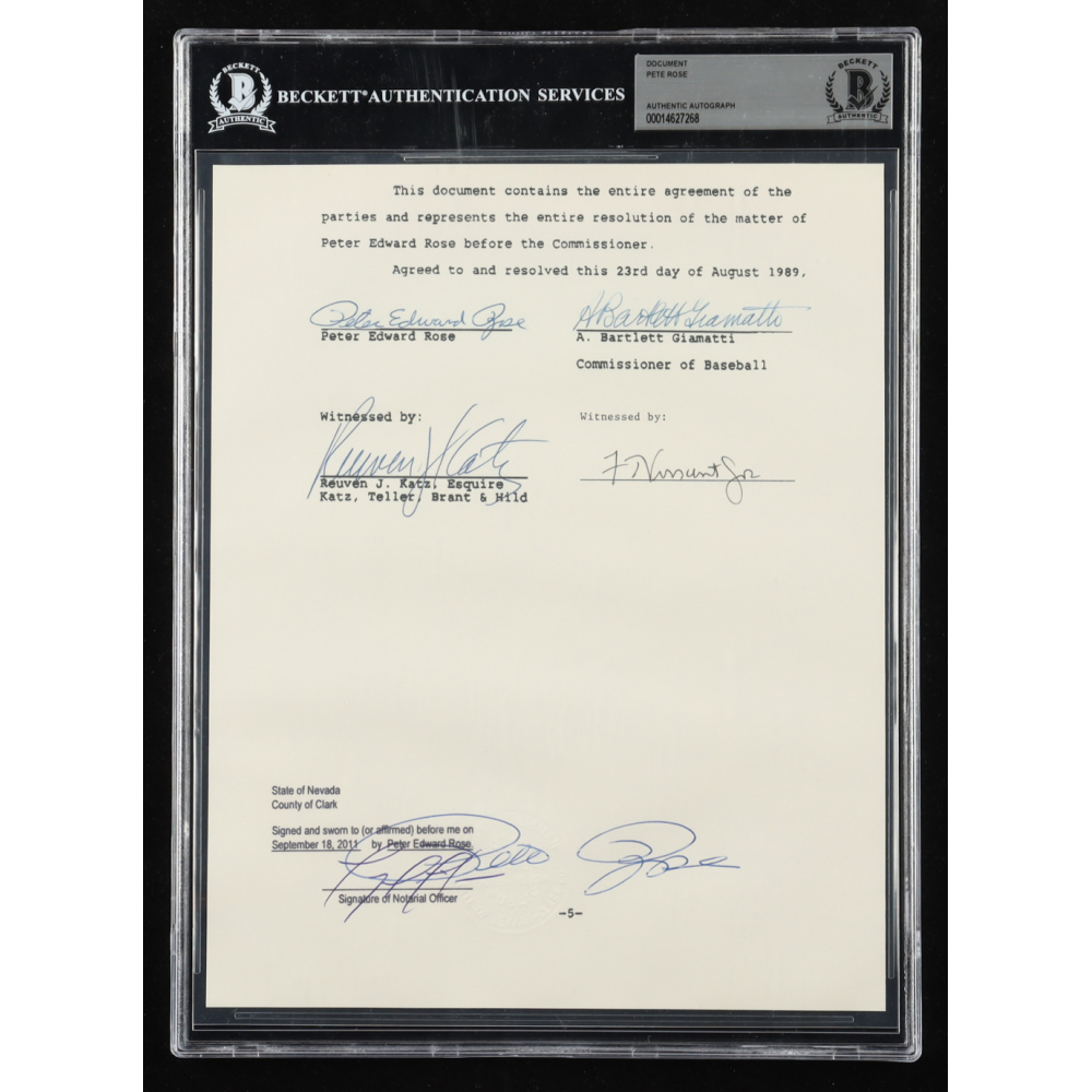 Pete Rose Signed "Banned from Baseball" Document (BAS) at PristineAuction.com