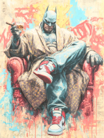 "Dark Knight, Soft Power" 18x24 2026 Original Mixed Media by Tadas Zaicikas | TedyZet (Zaicikas) at PristineAuction.com