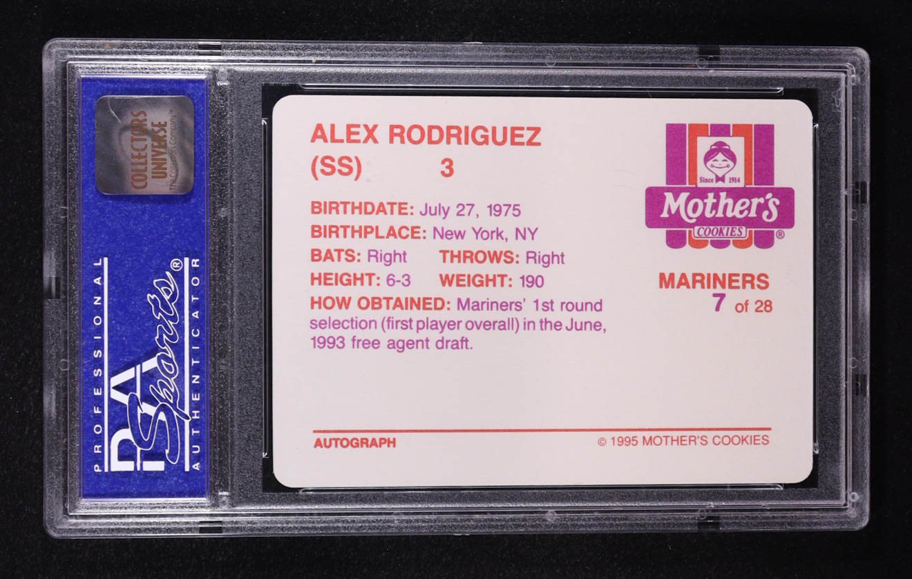 Alex Rodriguez 1995 Mother's Cookies Mariners #7 (PSA 10) at PristineAuction.com Alex Rodriguez 1995 Mother's Cookies Mariners #7 (PSA 10) at PristineAuction.com