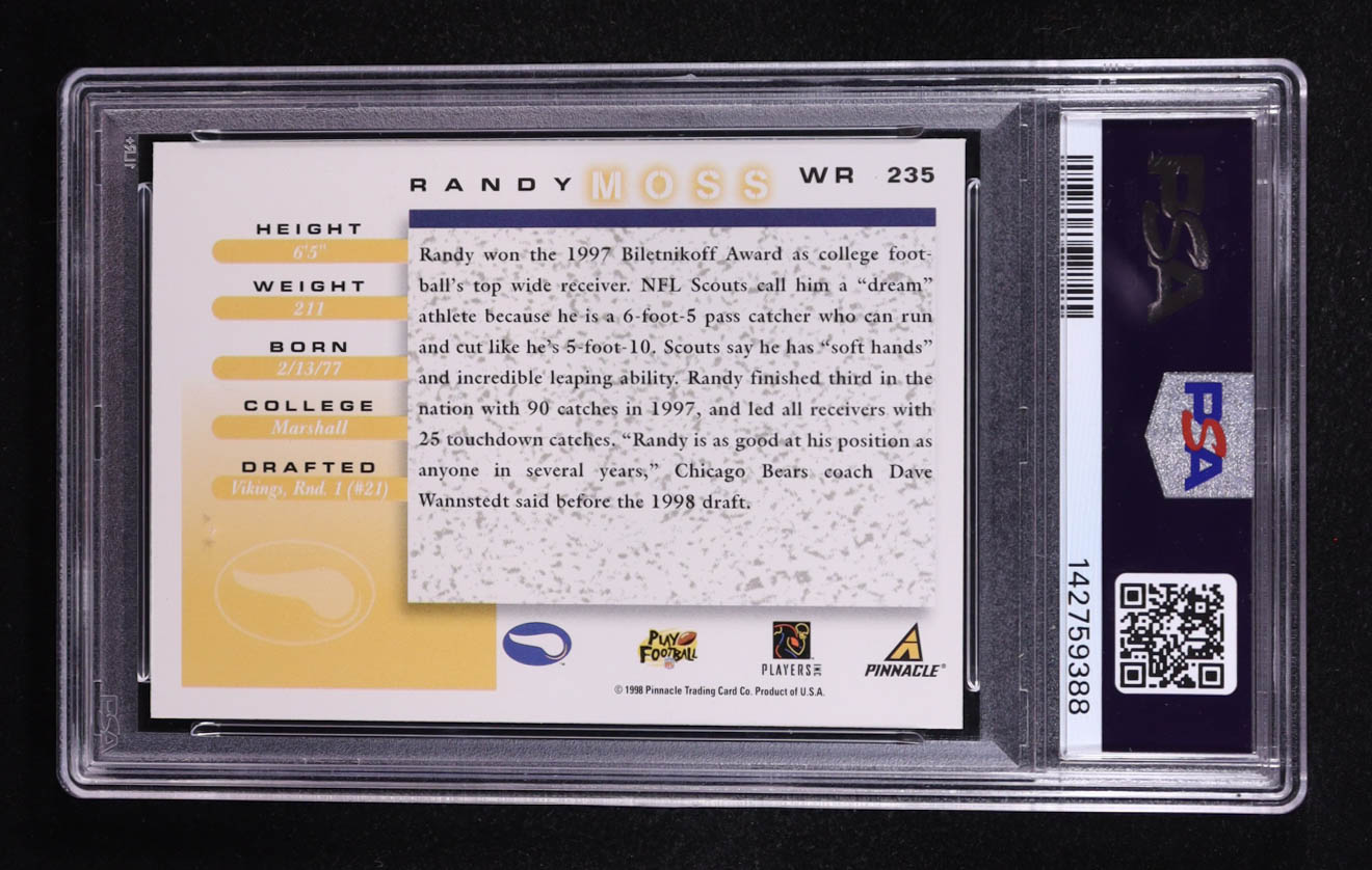 Randy Moss 1998 Score #235 RC (PSA 9) at PristineAuction.com Randy Moss 1998 Score #235 RC (PSA 9) at PristineAuction.com
