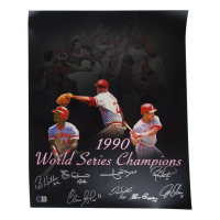 1990 Reds | 16x20 Photo Signed by (8) with Barry Larkin, Chris Sabo, Jose Rijo (Beckett) at PristineAuction.com