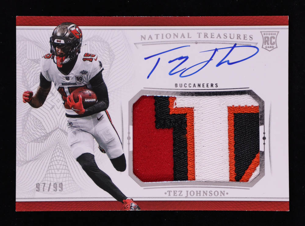 Tez Johnson 2025 Panini National Treasures Crossover Rookie Patch Autographs #22 RC #97/99 at PristineAuction.com Tez Johnson 2025 Panini National Treasures Crossover Rookie Patch Autographs #22 RC #97/99 at PristineAuction.com