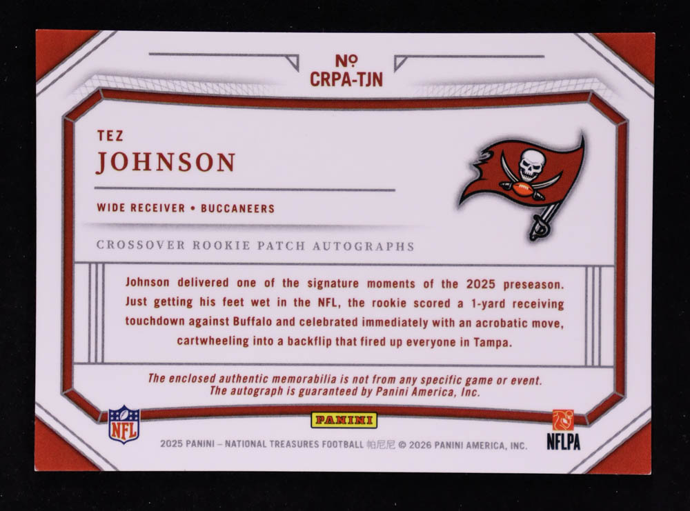 Tez Johnson 2025 Panini National Treasures Crossover Rookie Patch Autographs #22 RC #97/99 at PristineAuction.com Tez Johnson 2025 Panini National Treasures Crossover Rookie Patch Autographs #22 RC #97/99 at PristineAuction.com
