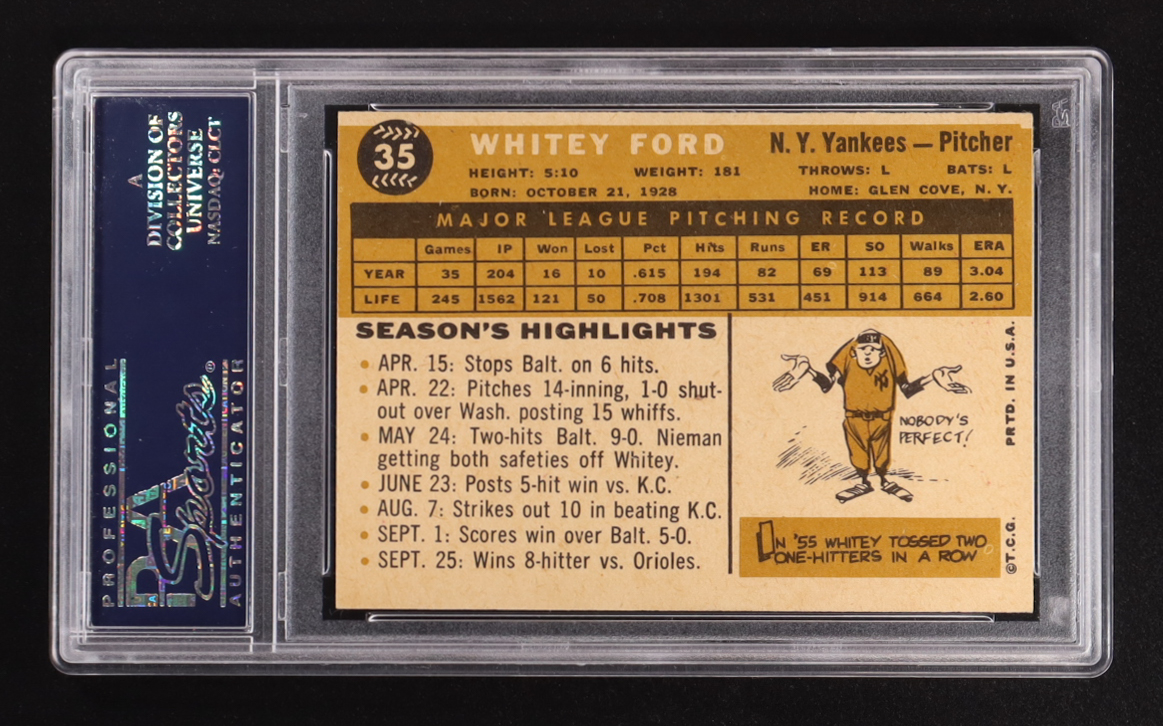 Whitey Ford 1960 Topps #35 (PSA 6) at PristineAuction.com Whitey Ford 1960 Topps #35 (PSA 6) at PristineAuction.com