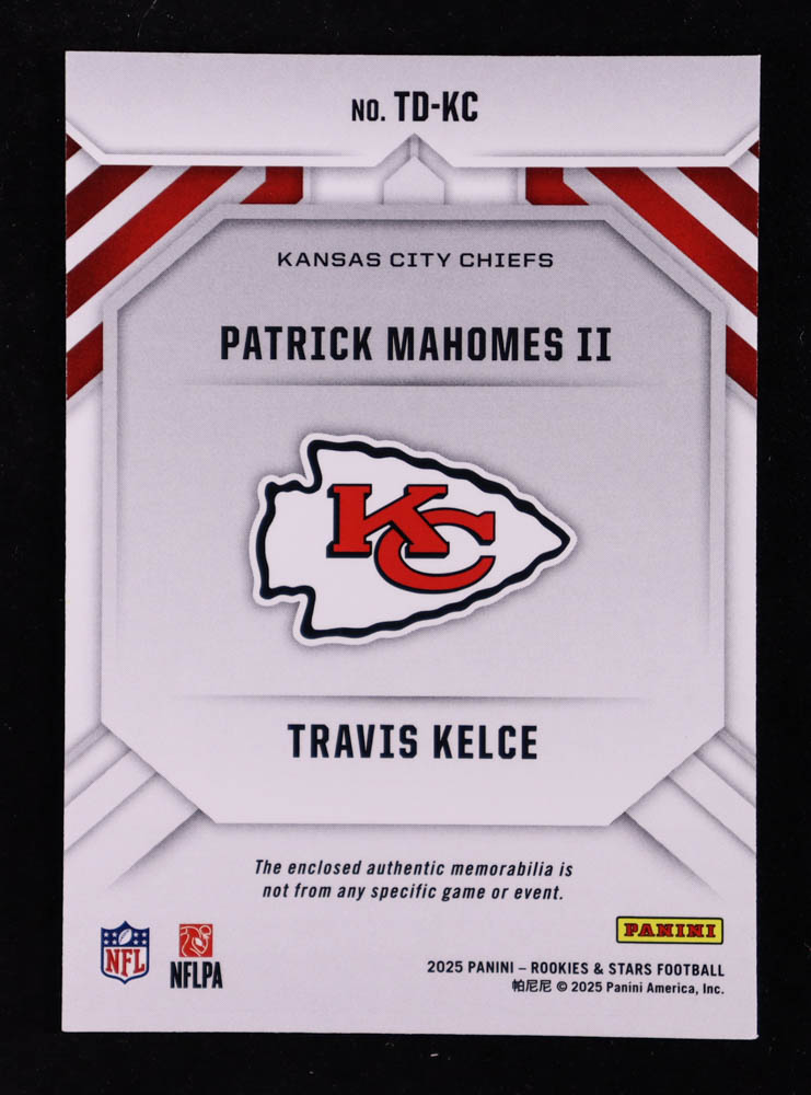 Patrick Mahomes II / Travis Kelce 2025 Rookies and Stars Team Dual Jerseys #11 at PristineAuction.com Patrick Mahomes II / Travis Kelce 2025 Rookies and Stars Team Dual Jerseys #11 at PristineAuction.com