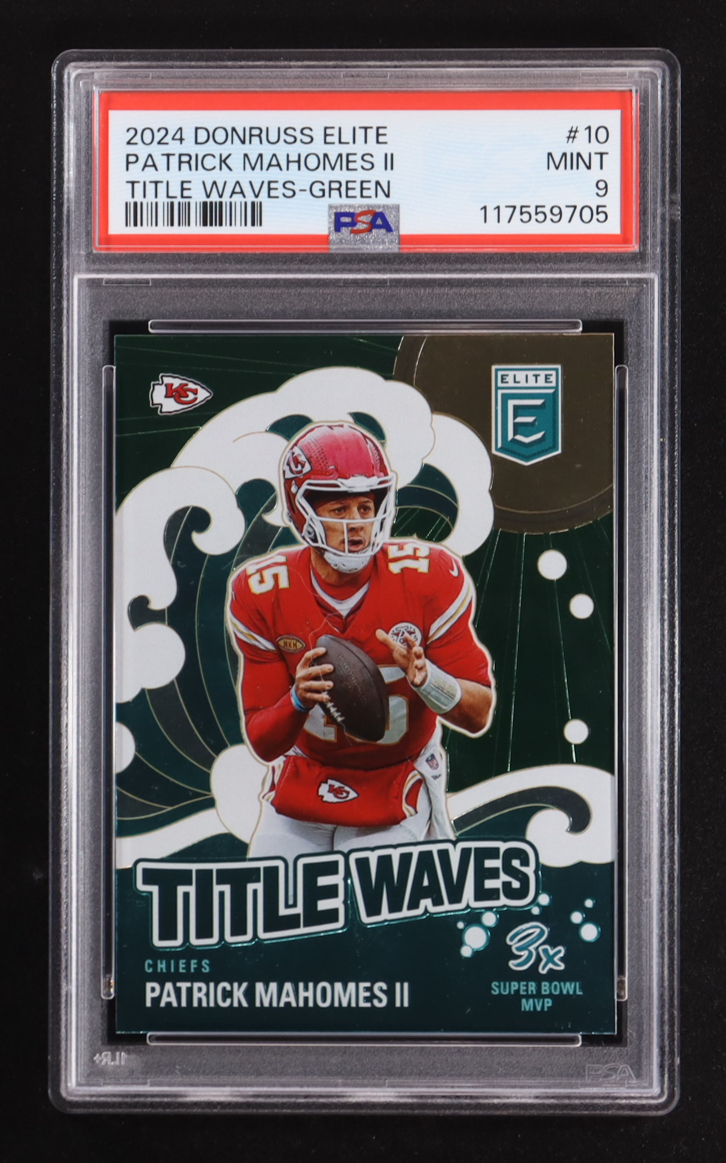 Patrick Mahomes II 2024 Elite Title Waves Green #10 (PSA 9) at PristineAuction.com Patrick Mahomes II 2024 Elite Title Waves Green #10 (PSA 9) at PristineAuction.com
