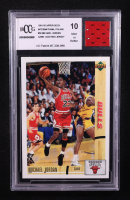 Michael Jordan 1991-92 Upper Deck International Italian #38 with Game-Used Red Jersey (BCCG 10) at PristineAuction.com