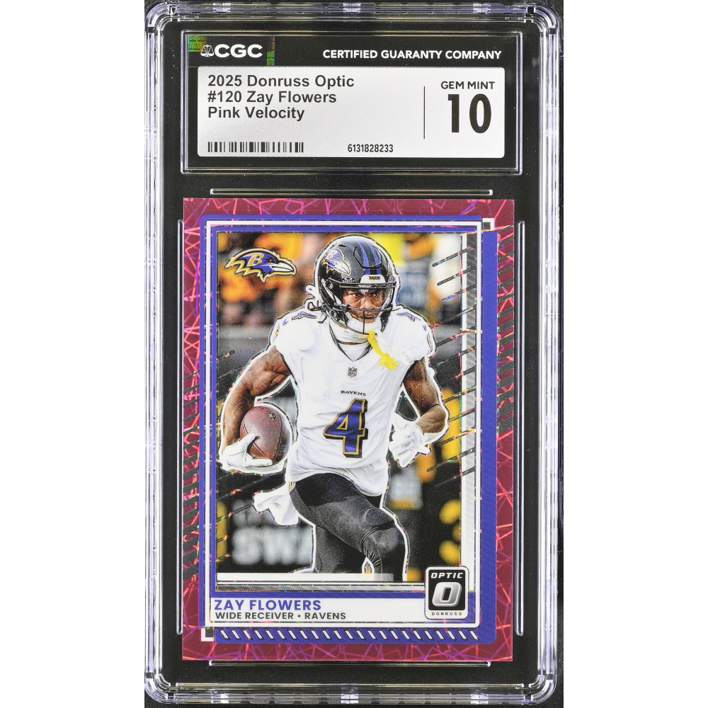 Zay Flowers 2025 Donruss Optic Pink Velocity #120 #88/99 (CGC 10) at PristineAuction.com
