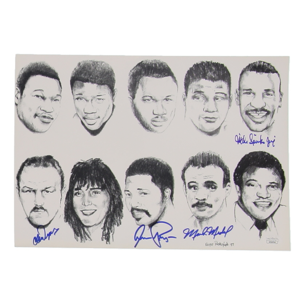 Boxing Caricature 10x14 Photo Signed By (4) with Chuck Wepner, Aaron Pryor, Michael Spinks & Mark Medal (JSA) at PristineAuction.com
