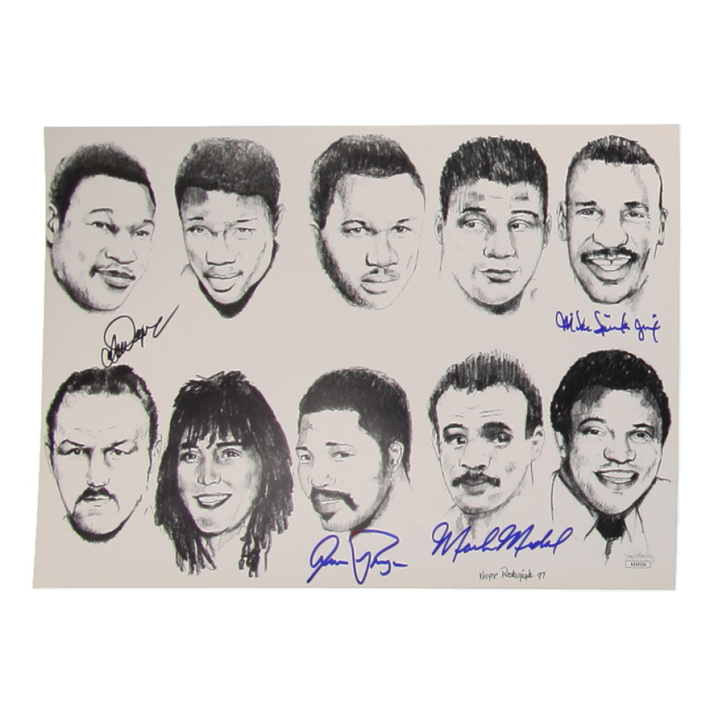 Boxing Caricature 10x14 Photo Signed By (4) with Chuck Wepner, Aaron Pryor, Michael Spinks & Mark Medal (JSA) at PristineAuction.com