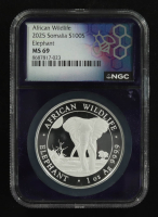 2025 African Wildlife, Elephant 1oz .9999 Fine Silver Coin (NGC MS69) at PristineAuction.com