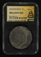 1776-1976 Eisenhower Bicentennial $1 Silver Dollar - Gadsden Flag Label (NGC BRILLIANT UNC) at PristineAuction.com