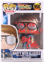 Bob Gale Signed "Back to the Future" #958 Marty with Glasses Funko Pop! Vinyl Figure Inscribed "I'm Late for School!" (ACOA) at PristineAuction.com