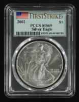 2002 American  $1 Dollar Silver Eagle, First Strike (PCGS MS69) at PristineAuction.com