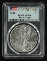 2002 American $1 Dollar Silver Eagle, First Strike (PCGS MS69) at PristineAuction.com