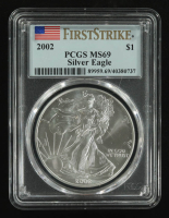 2002 American $1 Dollar Silver Eagle, First Strike (PCGS MS69) at PristineAuction.com