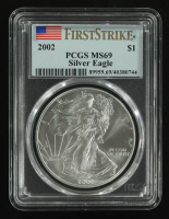 2002 American $1 Dollar Silver Eagle, First Strike (PCGS MS69) at PristineAuction.com
