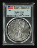 2002 American $1 Dollar Silver Eagle, First Strike (PCGS MS69) at PristineAuction.com