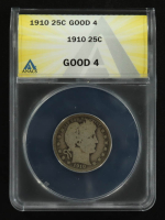 1910 Barber 25C Silver Quarter (ANACS G4) at PristineAuction.com