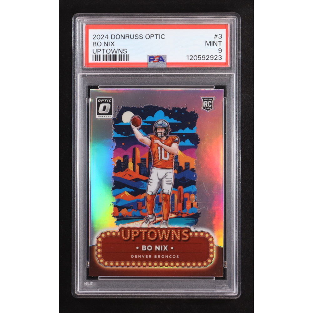 Bo Nix 2024 Donruss Optic Uptowns #3 RC (PSA 9) at PristineAuction.com