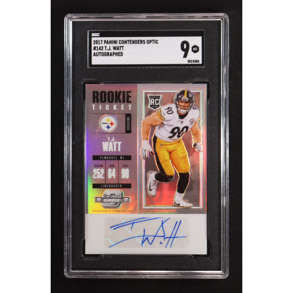 T.J. Watt 2017 Panini Contenders Optic Autograph #142 RC (SGC 9) at PristineAuction.com