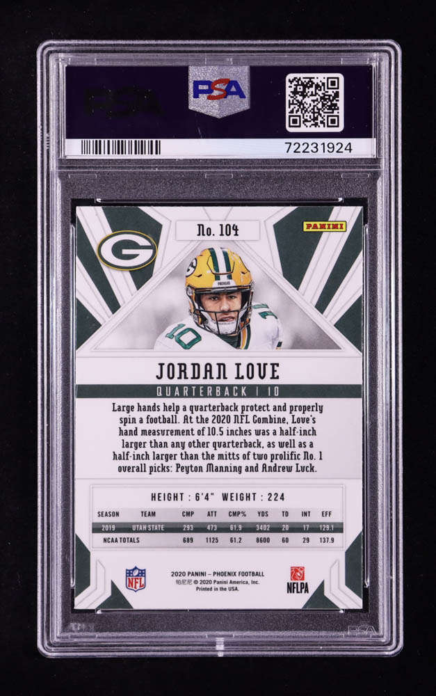 Jordan Love 2020 Panini Phoenix Fire Burst #104 RC (PSA 9) at PristineAuction.com Jordan Love 2020 Panini Phoenix Fire Burst #104 RC (PSA 9) at PristineAuction.com