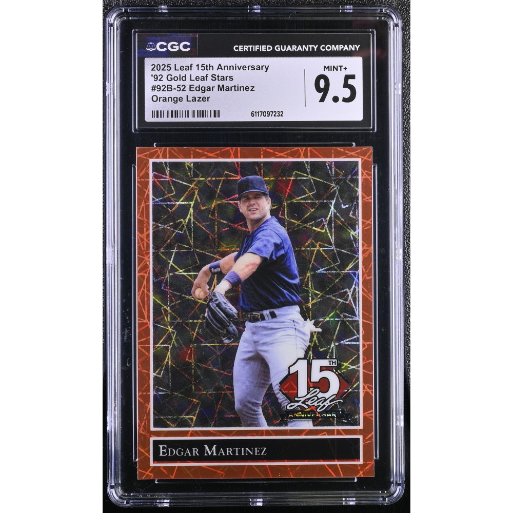 Edgar Martinez 2025 Leaf 15th Anniversary '92 Gold Leaf Stars Orange Lazer #92B-52 #3/4 (CGC 9.5) at PristineAuction.com