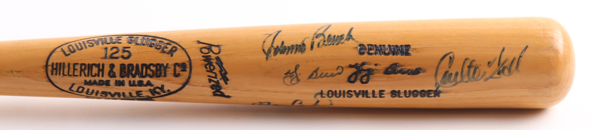 Hall of Fame Catchers | Louisville Slugger Player Model Baseball Bat Signed by (4) with Yogi Berra, Johnny Bench (PSA) at PristineAuction.com Hall of Fame Catchers | Louisville Slugger Player Model Baseball Bat Signed by (4) with Yogi Berra, Johnny Bench (PSA) at PristineAuction.com