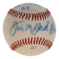 Jim "Mudcat" Grant Signed OL Baseball Inscribed "65 Season 21-7" & "65 Series 2-1" (JSA) at PristineAuction.com