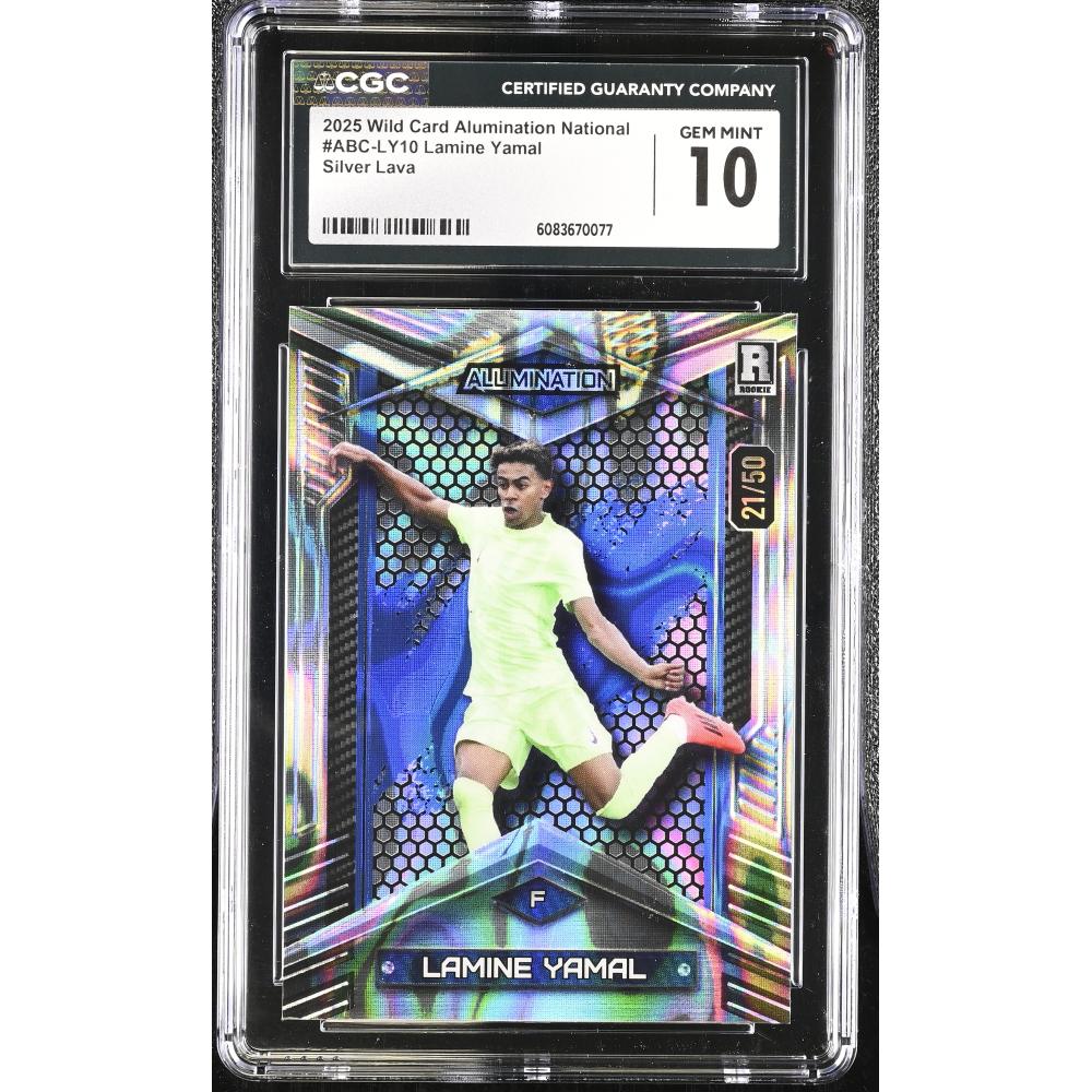 Lamine Yamal 2025 Wild Card Alumination National Silver Lava #10 #21/50 (CGC 10) at PristineAuction.com