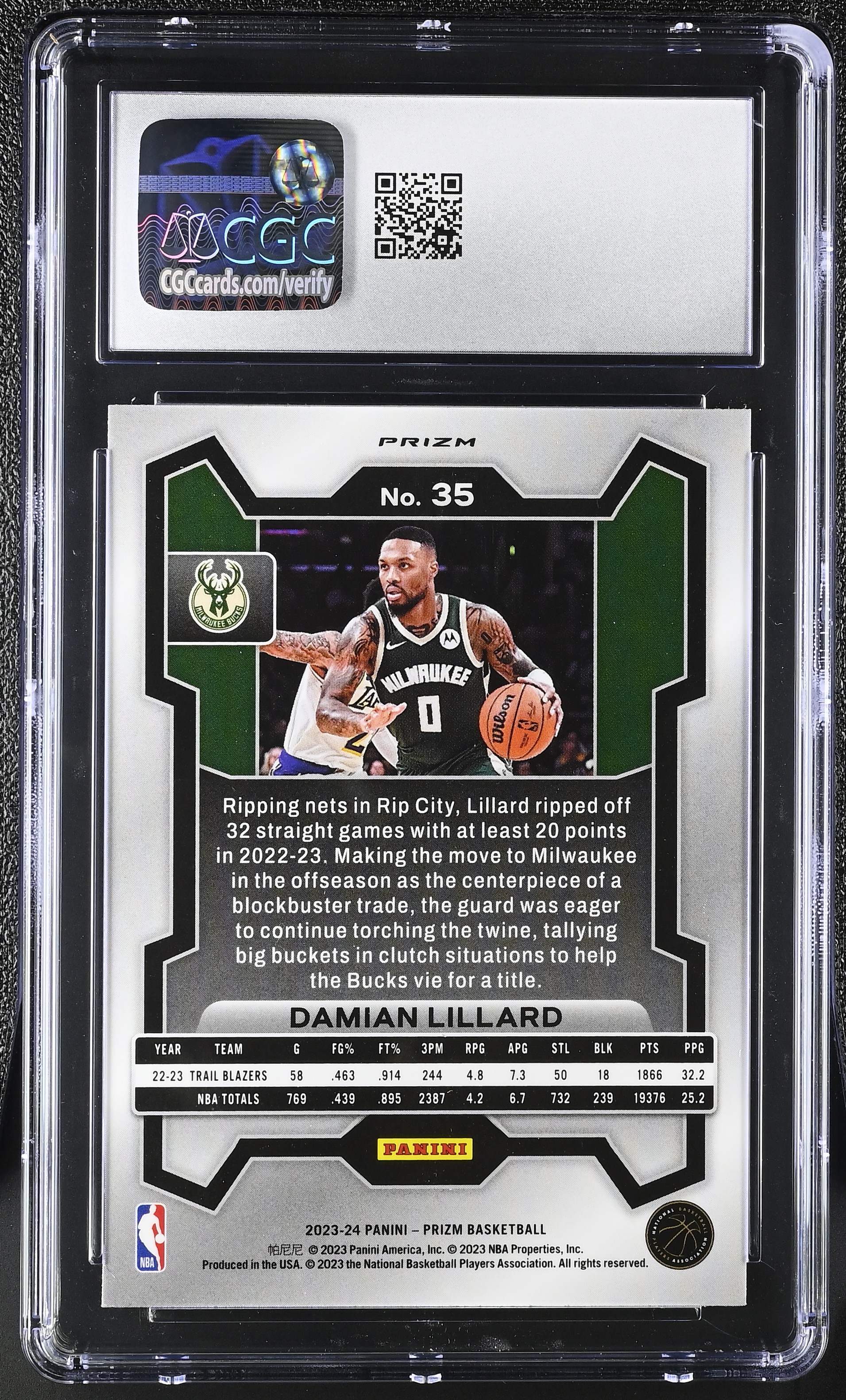 Damian Lillard 2023-24 Panini Prizm Hyper #35 (CGC 8.5) at PristineAuction.com Damian Lillard 2023-24 Panini Prizm Hyper #35 (CGC 8.5) at PristineAuction.com