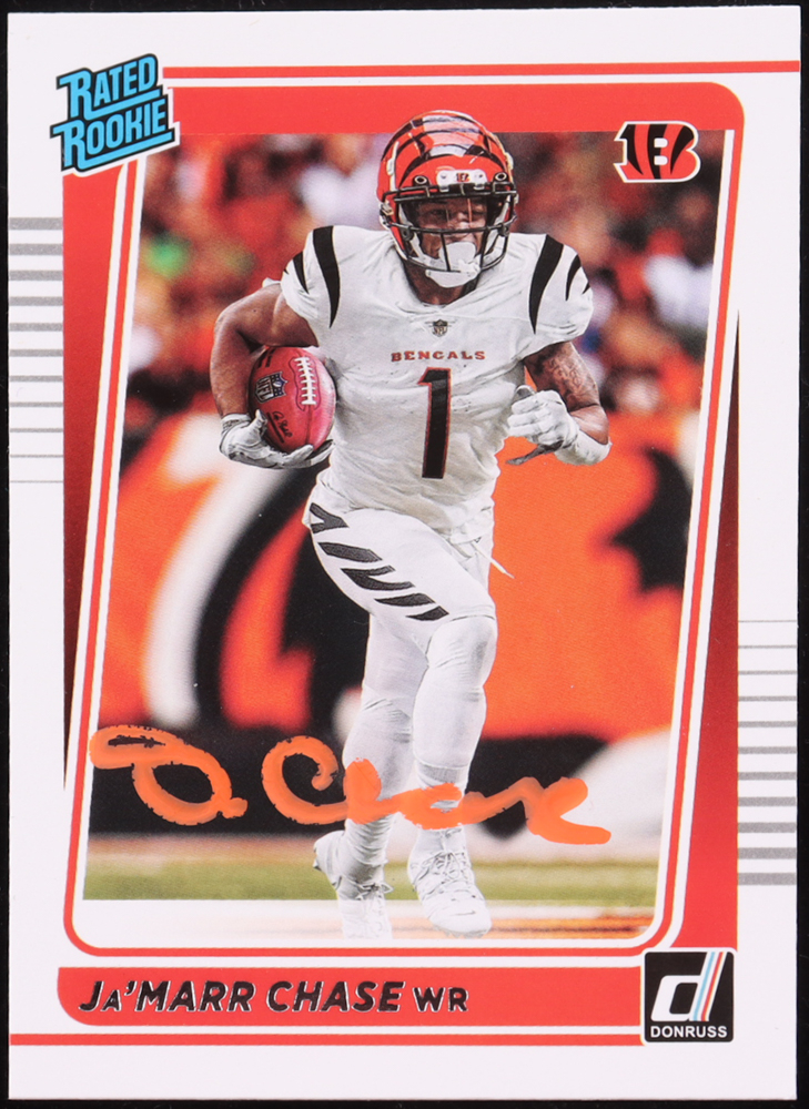 Ja'Marr Chase Signed 2021 Donruss Rated Rookies Premium #262 RC (JSA)