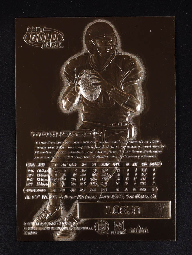Tom Brady 2000 Fleer Ultra 23KT Gold Black Metallic Signature Series #NNO RC at PristineAuction.com Tom Brady 2000 Fleer Ultra 23KT Gold Black Metallic Signature Series #NNO RC at PristineAuction.com