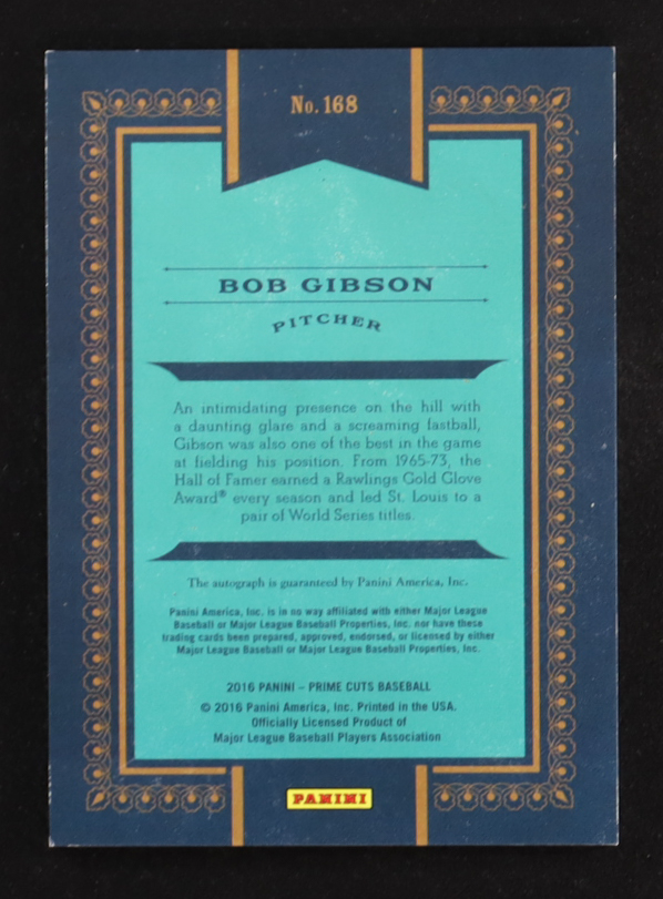 Bob Gibson 2016 Prime Cuts Holo Gold #168 Autograph #3/5 at PristineAuction.com Bob Gibson 2016 Prime Cuts Holo Gold #168 Autograph #3/5 at PristineAuction.com