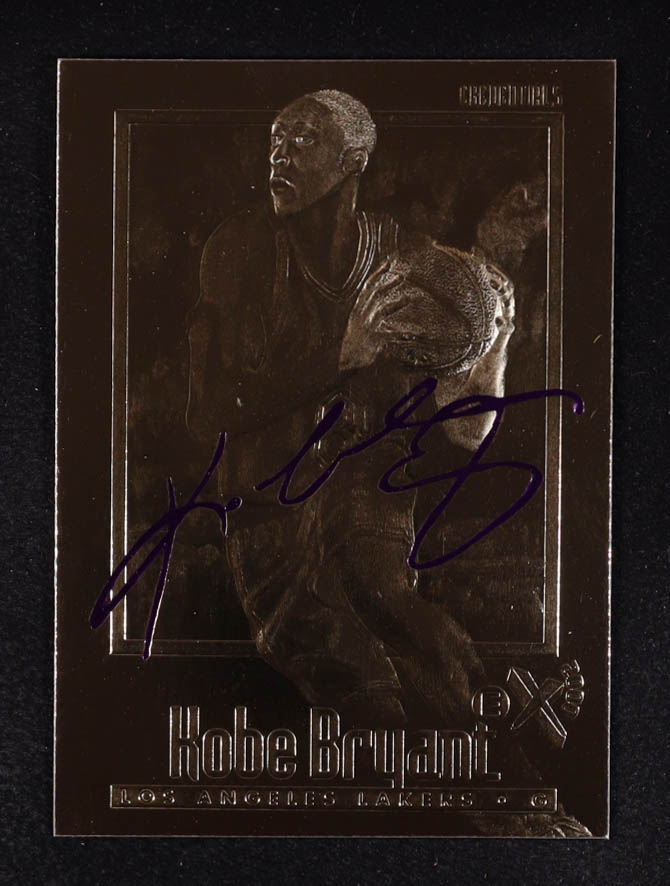 Kobe Bryant 1996-97 Skybox EX-2000 Purple Signature 23KT Gold #NNO RC at PristineAuction.com Kobe Bryant 1996-97 Skybox EX-2000 Purple Signature 23KT Gold #NNO RC at PristineAuction.com