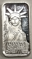 Statue Of Liberty 1 Gram .999 Fine Silver Bullion Bar at PristineAuction.com