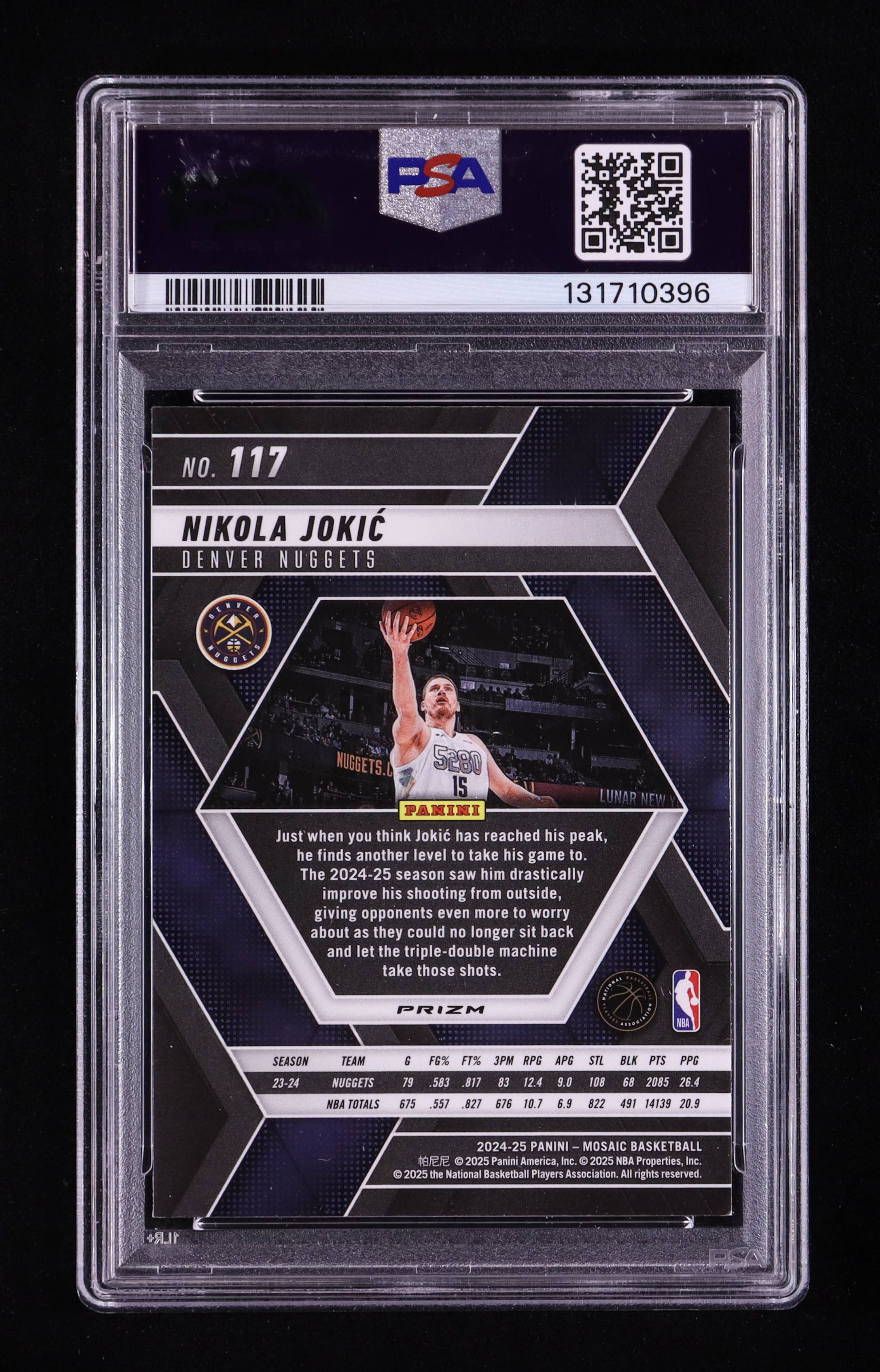 Nikola Jokic 2024-25 Panini Mosaic Mosaic Honeycomb #117 (PSA 9) at PristineAuction.com Nikola Jokic 2024-25 Panini Mosaic Mosaic Honeycomb #117 (PSA 9) at PristineAuction.com