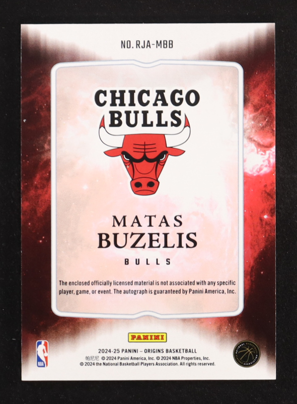 Matas Buzelis 2024-25 Panini Origins Rookie Jersey Autographs Pink #8 RC #18/25 at PristineAuction.com Matas Buzelis 2024-25 Panini Origins Rookie Jersey Autographs Pink #8 RC #18/25 at PristineAuction.com