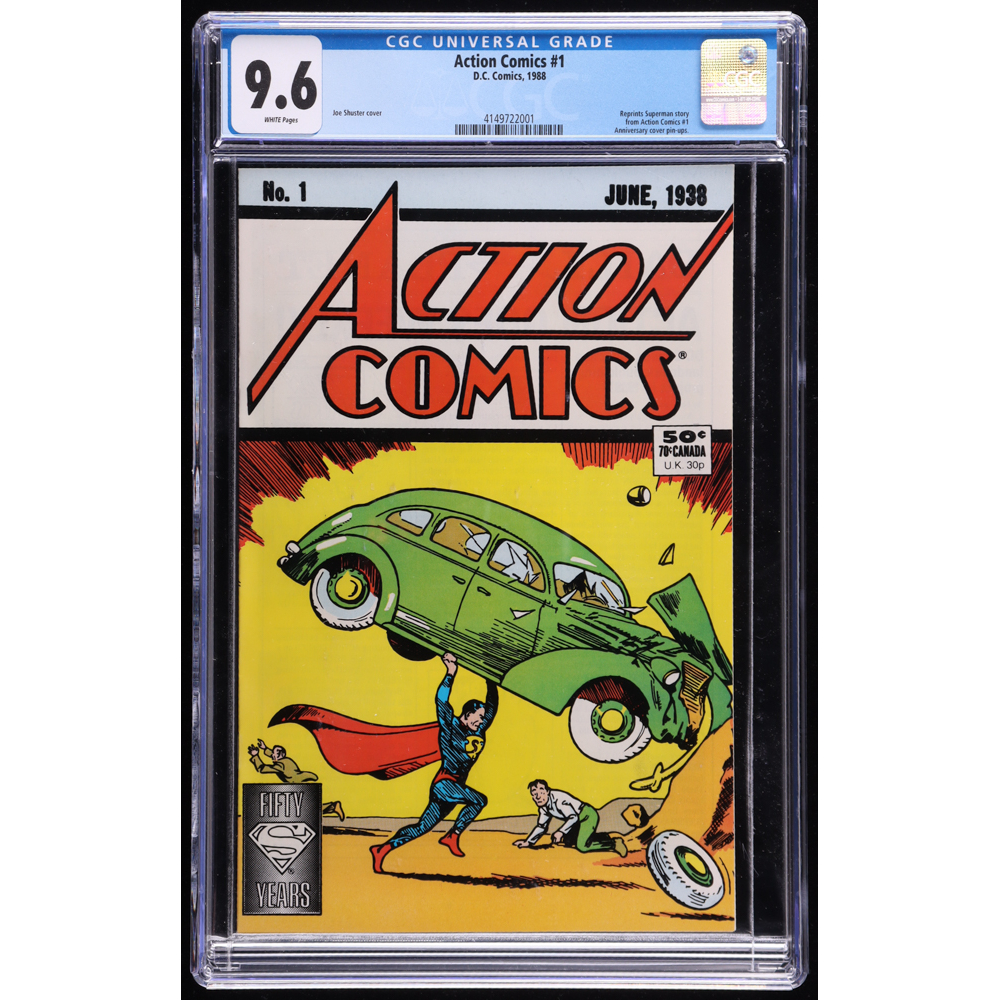 1988 "Action Comics" Issue #1 '88 Reprint D.C. Comic Book (CGC 9.6) at PristineAuction.com