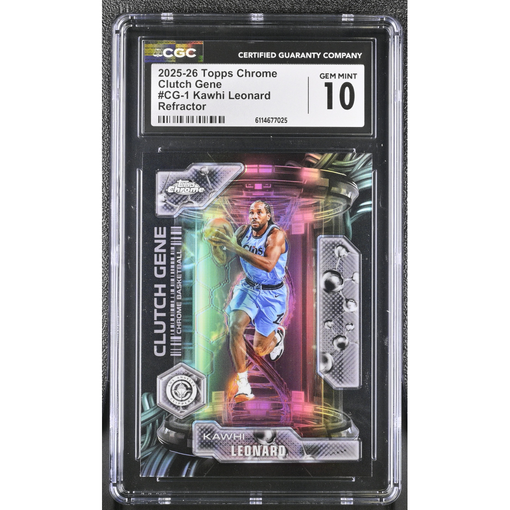 Kawhi Leonard 2025-26 Topps Chrome Clutch Gene Refractor #1 (CGC 10) at PristineAuction.com