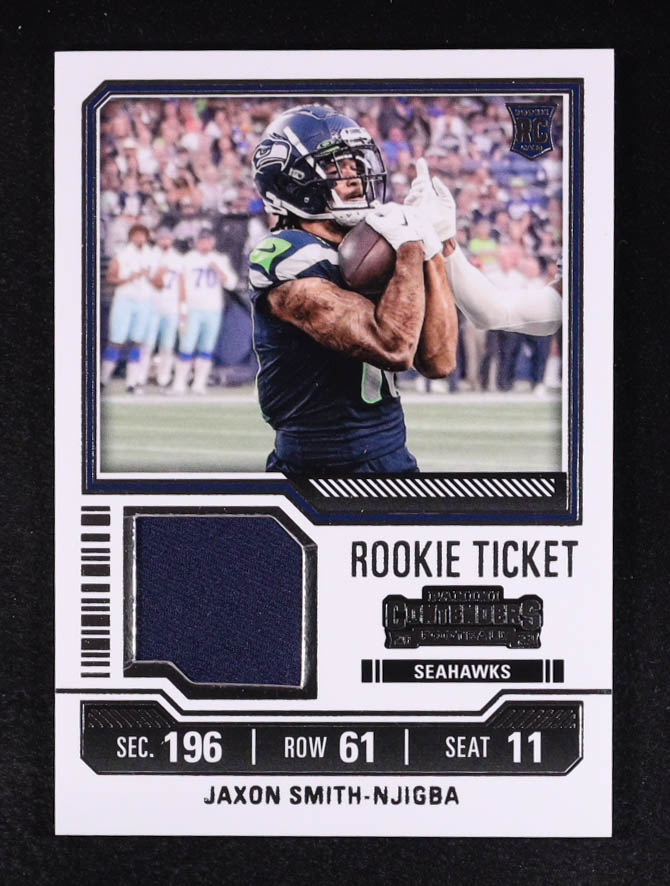 Jaxon Smith-Njigba 2023 Panini Contenders Rookie Ticket Swatches #17 RC at PristineAuction.com Jaxon Smith-Njigba 2023 Panini Contenders Rookie Ticket Swatches #17 RC at PristineAuction.com