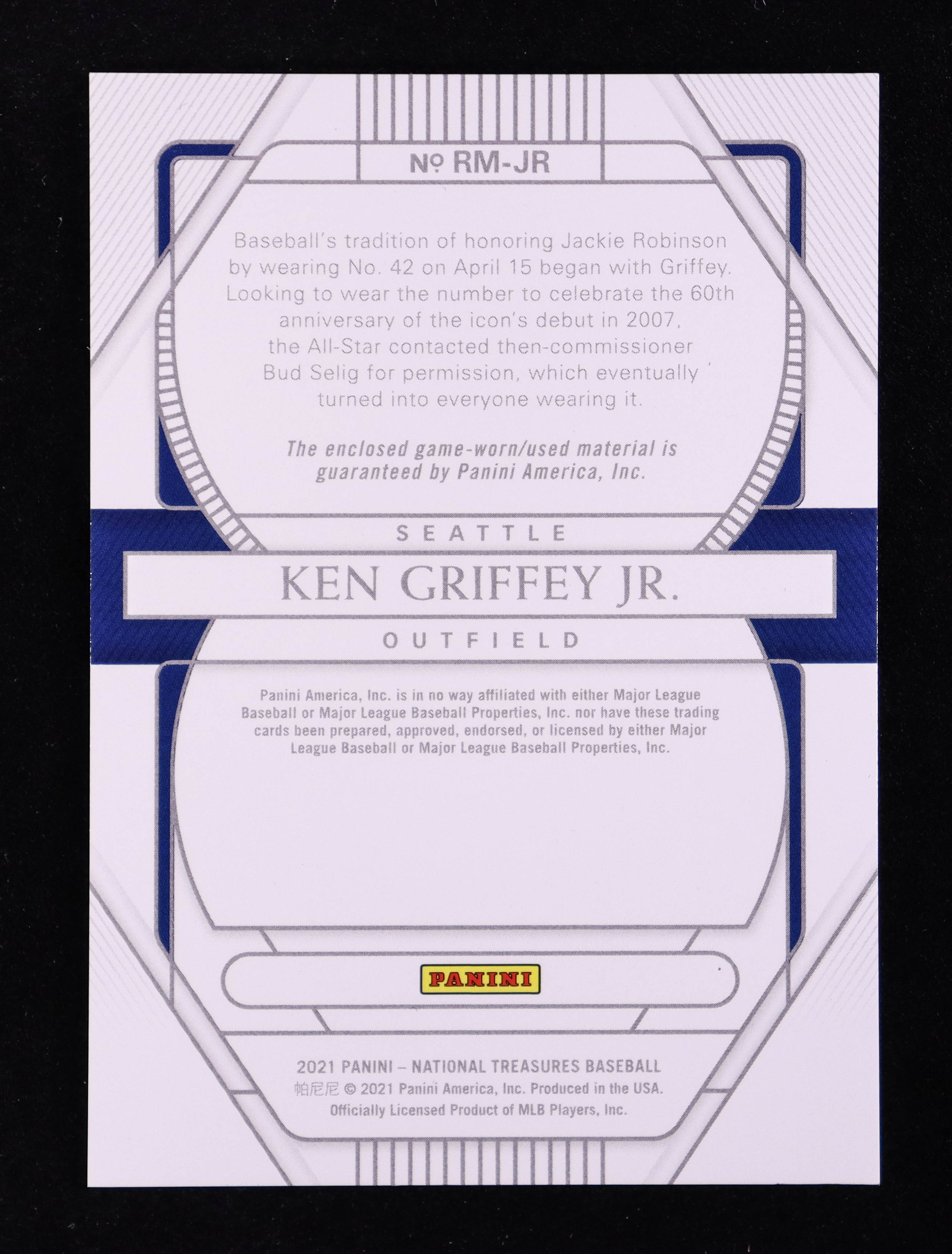 Ken Griffey Jr. 2021 Panini National Treasures Retro Materials #16 #05/25 at PristineAuction.com Ken Griffey Jr. 2021 Panini National Treasures Retro Materials #16 #05/25 at PristineAuction.com